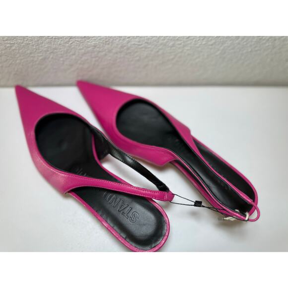 HES1  NWT STAND STUDIO Sasha Slingback Pump Heels Bubblegum Pink Women's EU 37 - Picture 4 of 6